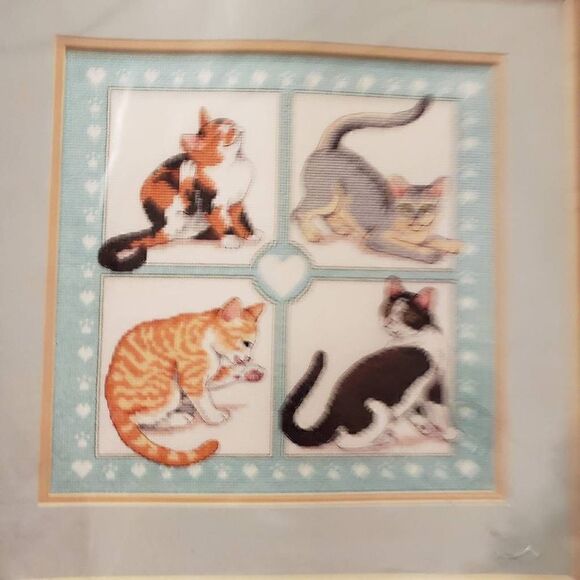Vintage 1991 Dimensions "Feline Foursome" Counted Cross Stitch - Picture 2 of 4